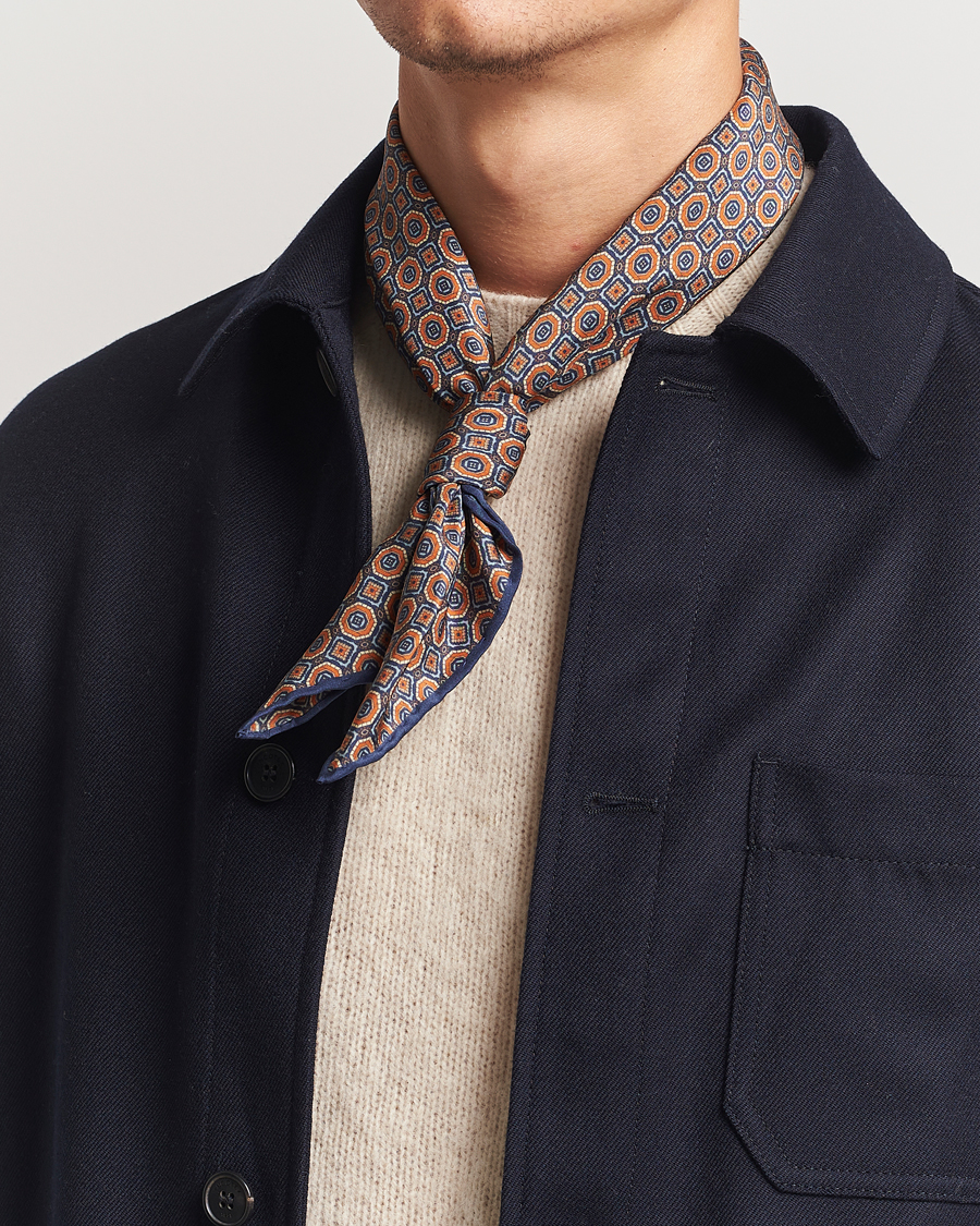 Herren |  | Stenströms | Silk Printed Scarf Navy