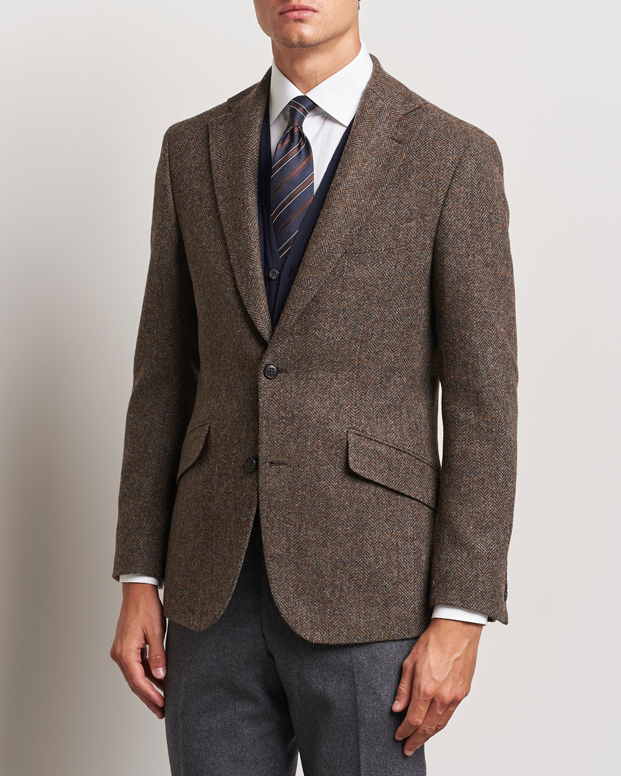 Herren | Smart Casual | Walker Slater | Edward Lambswool Herringbone Blazer Brown