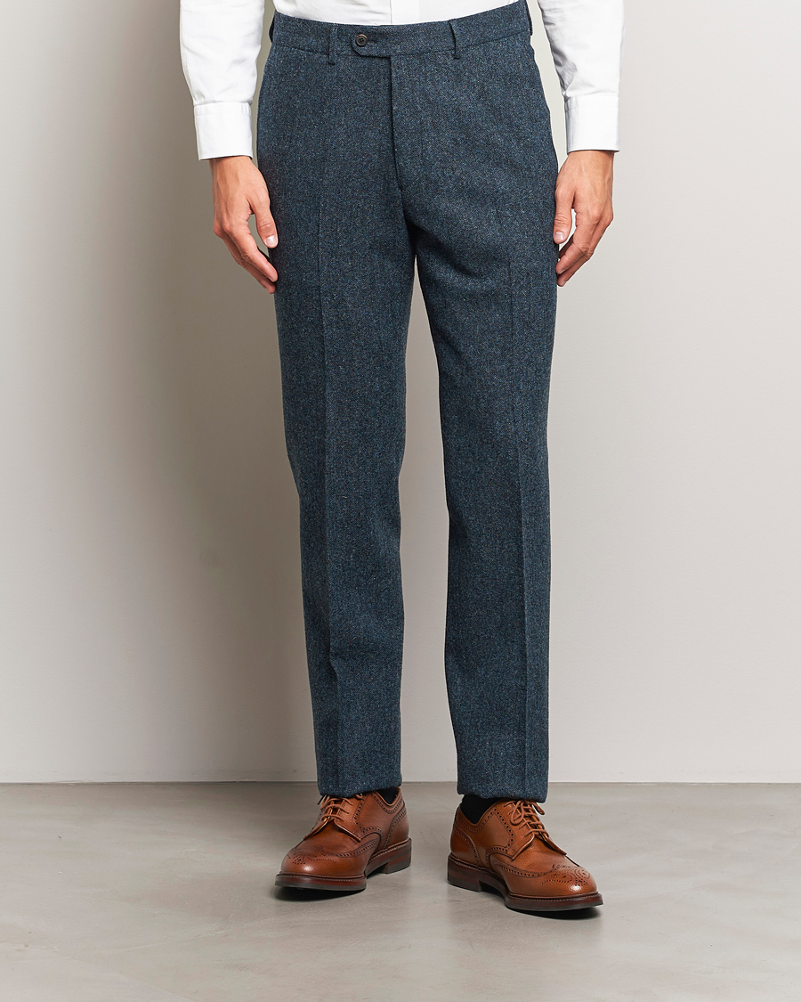 Herren | Business Casual | Walker Slater | Edward Wool Donegal Trousers Navy