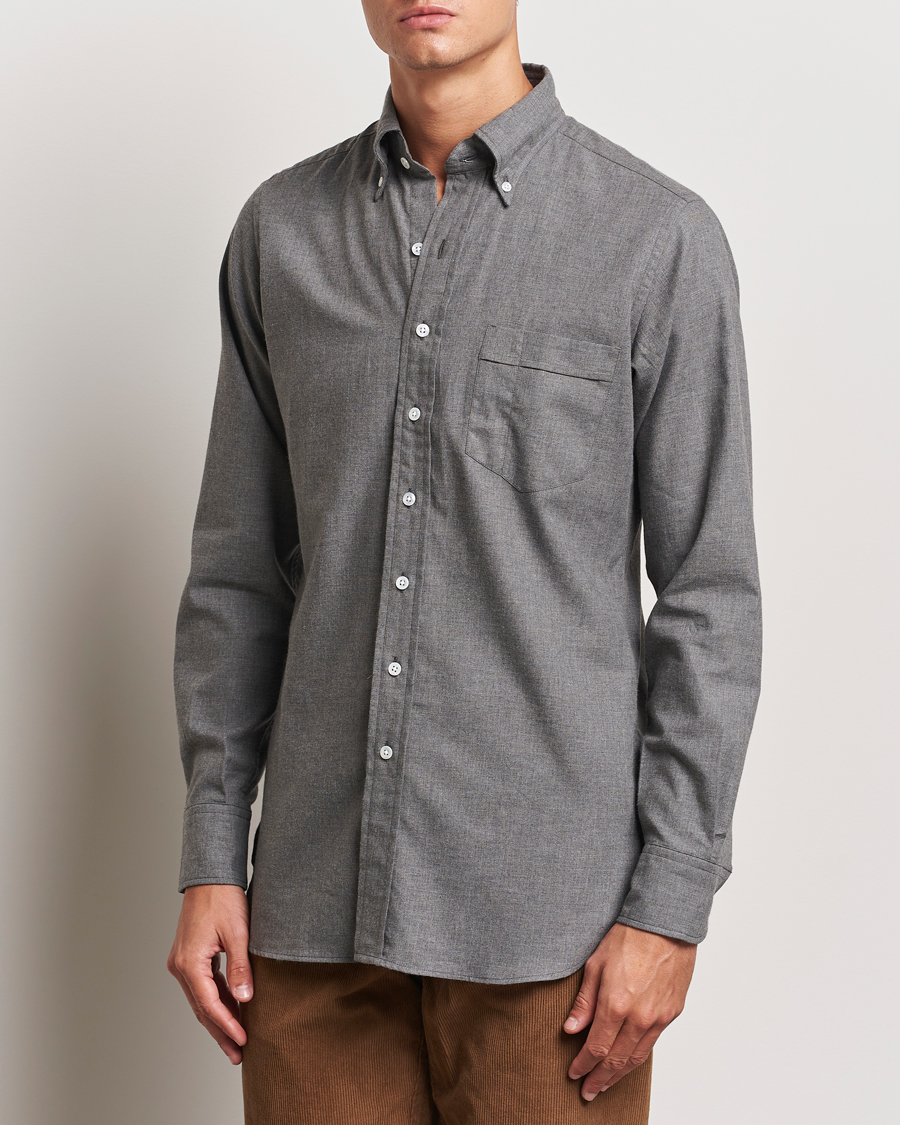 Herren |  | Drake\'s | Button Down Flannel Shirt Grey