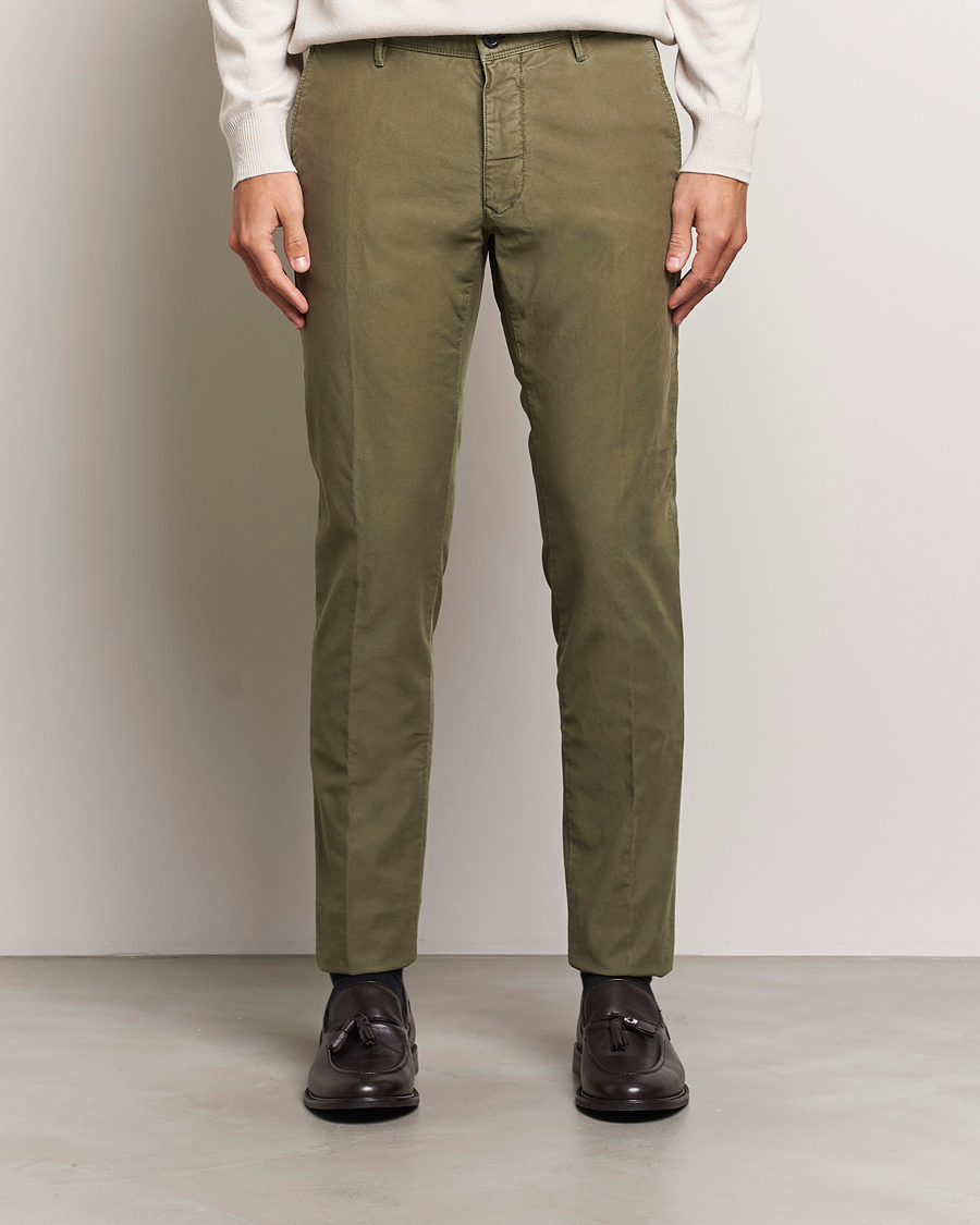 Herren |  | Incotex | Slim Fit Garment Dyed Slacks Dark Green