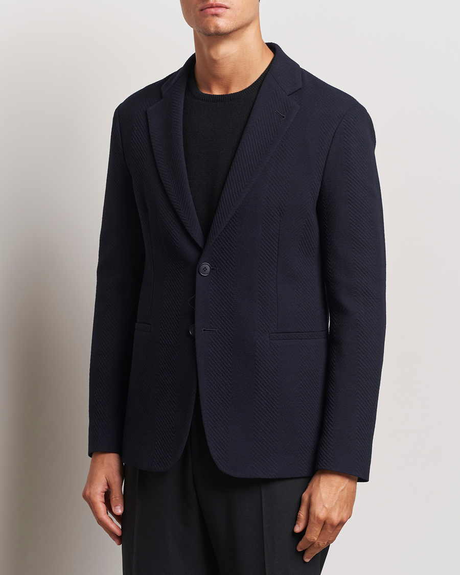 Herren |  | Giorgio Armani | Chevron Wool Stretch Blazer Navy