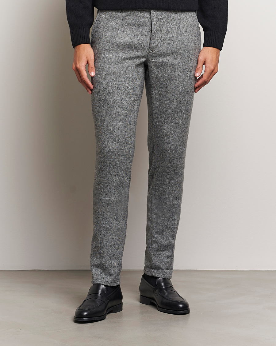 Herren |  | Incotex | Slim Fit Washed Wool Stretch Slacks Light Grey