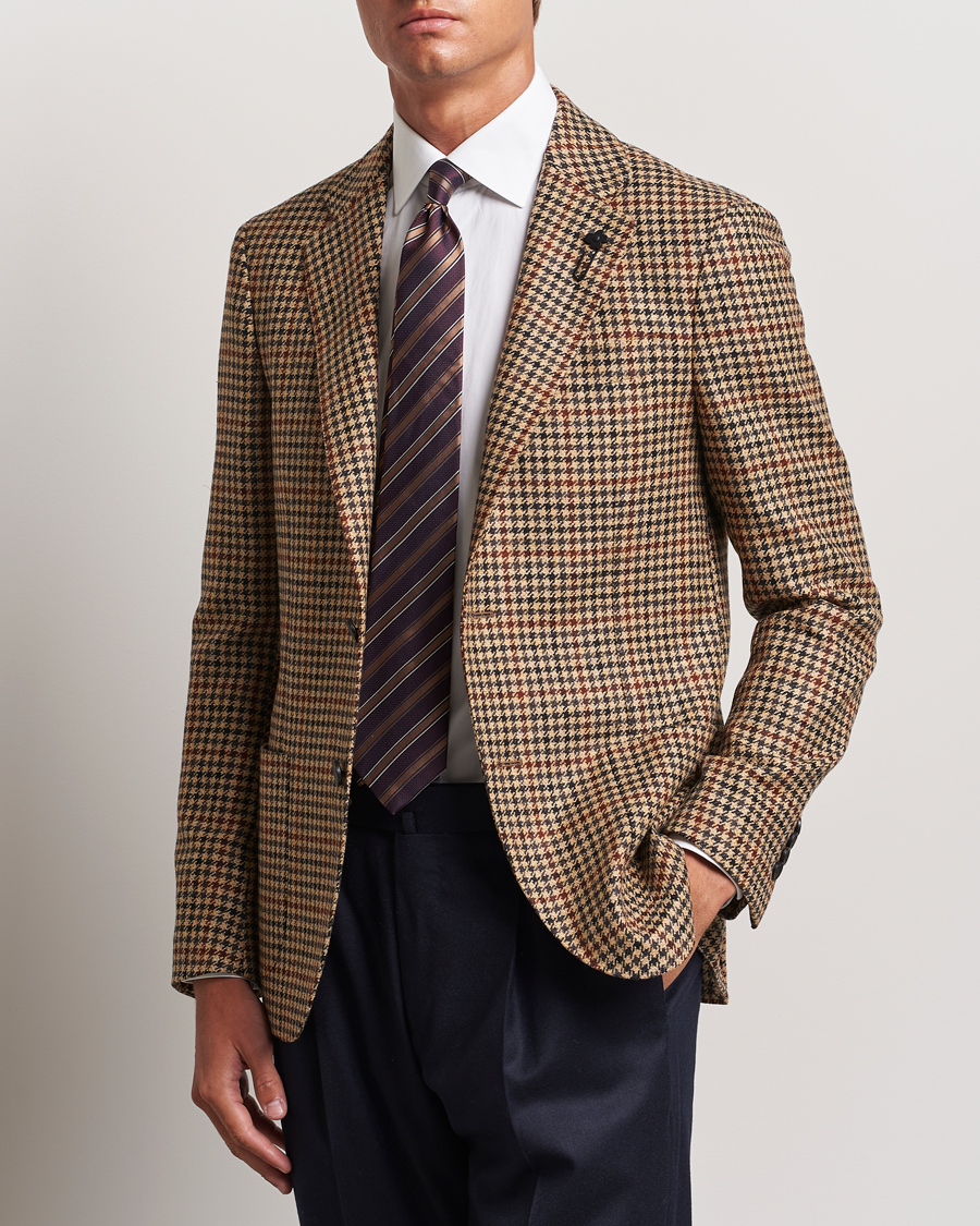 Herren | Neue Produktbilder | Lardini | Checked Wool/Cashmere Blazer Beige/Brown