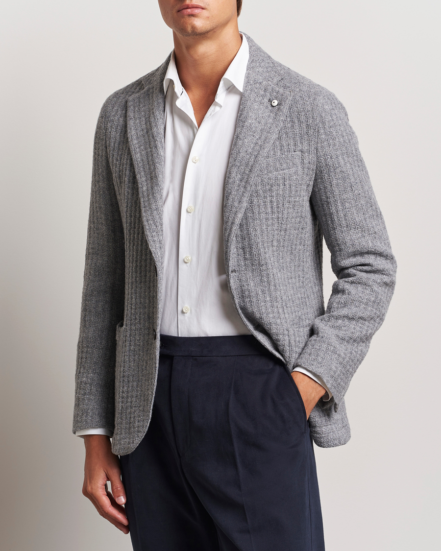 Herren | Sakkos | L.B.M. 1911 | Knitted Punto Wool Structure Blazer Grey