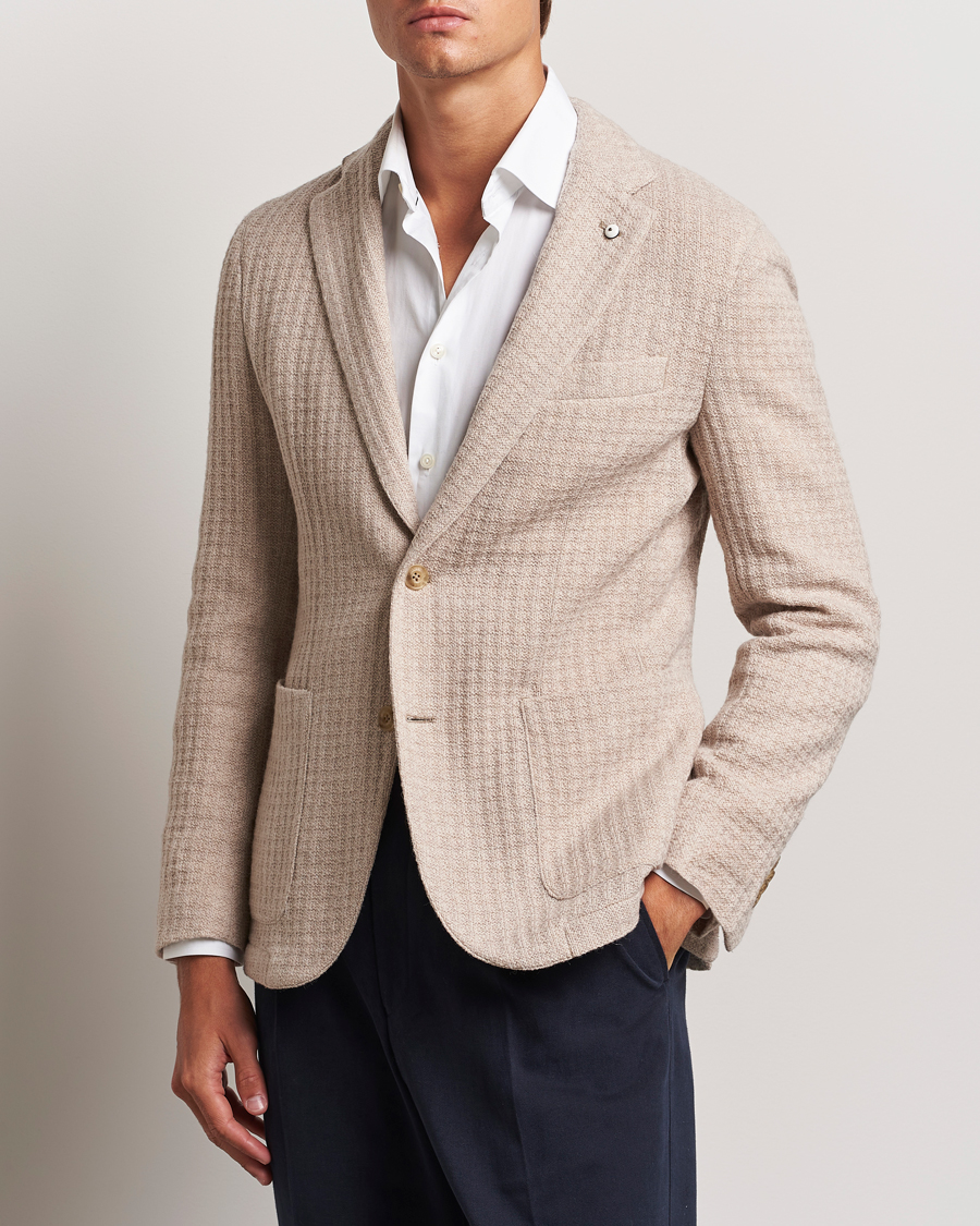 Herren | Sakkos | L.B.M. 1911 | Knitted Punto Wool Structure Blazer Camel