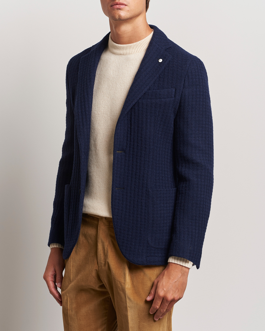 Herren |  | L.B.M. 1911 | Knitted Punto Wool Structure Blazer Navy