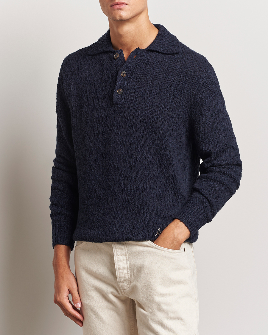 Herren |  | LES DEUX | Errol Cotton Rugby Knit Dark Navy