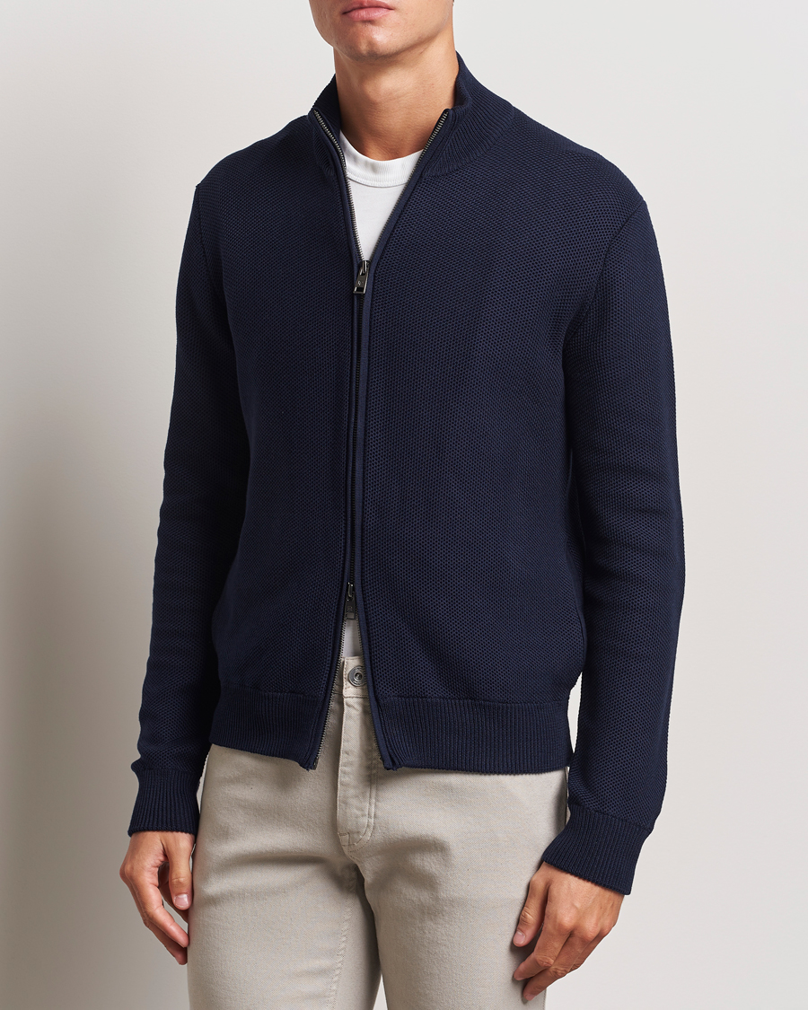 Herren | Full-zip | Ralph Lauren Purple Label | Cotton/Silk Full Zip Sweater Navy