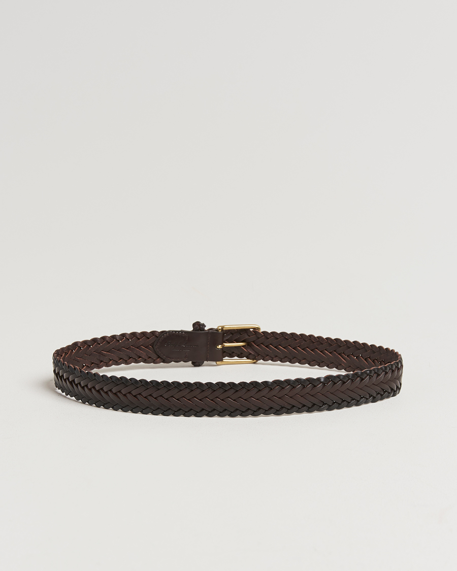 Herren |  | Ralph Lauren Purple Label | Braided Leather Belt Dark Brown Calf