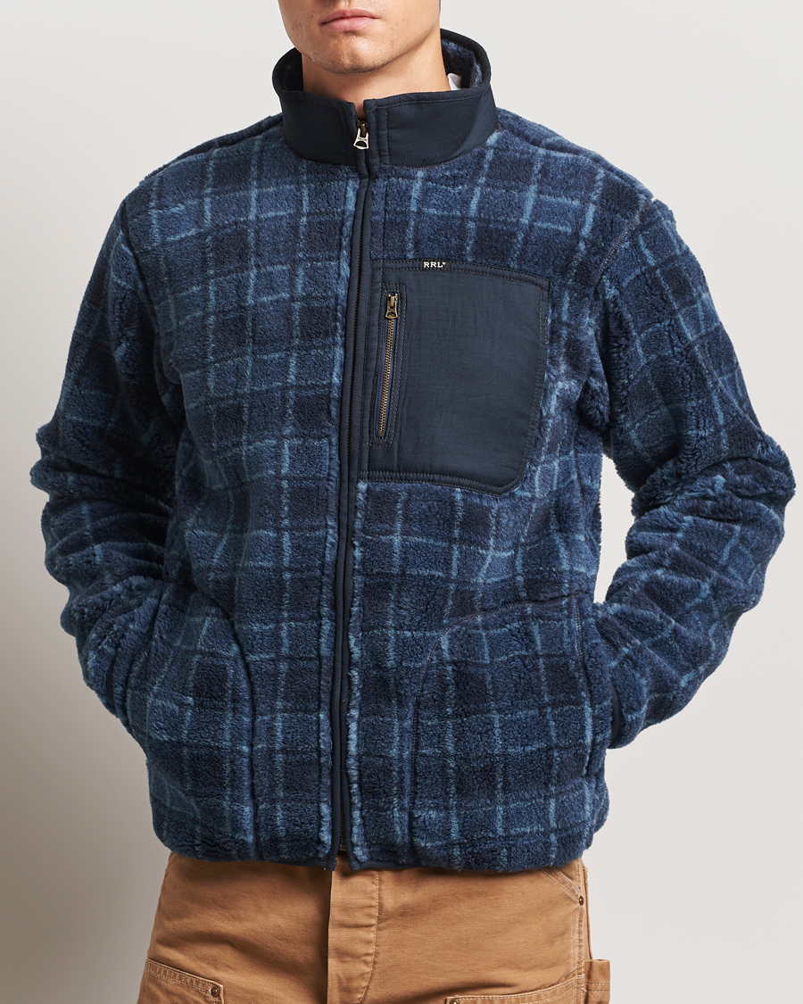 Herren | Kleidung | RRL | Gabe Fleece Full Zip Navy Plaid