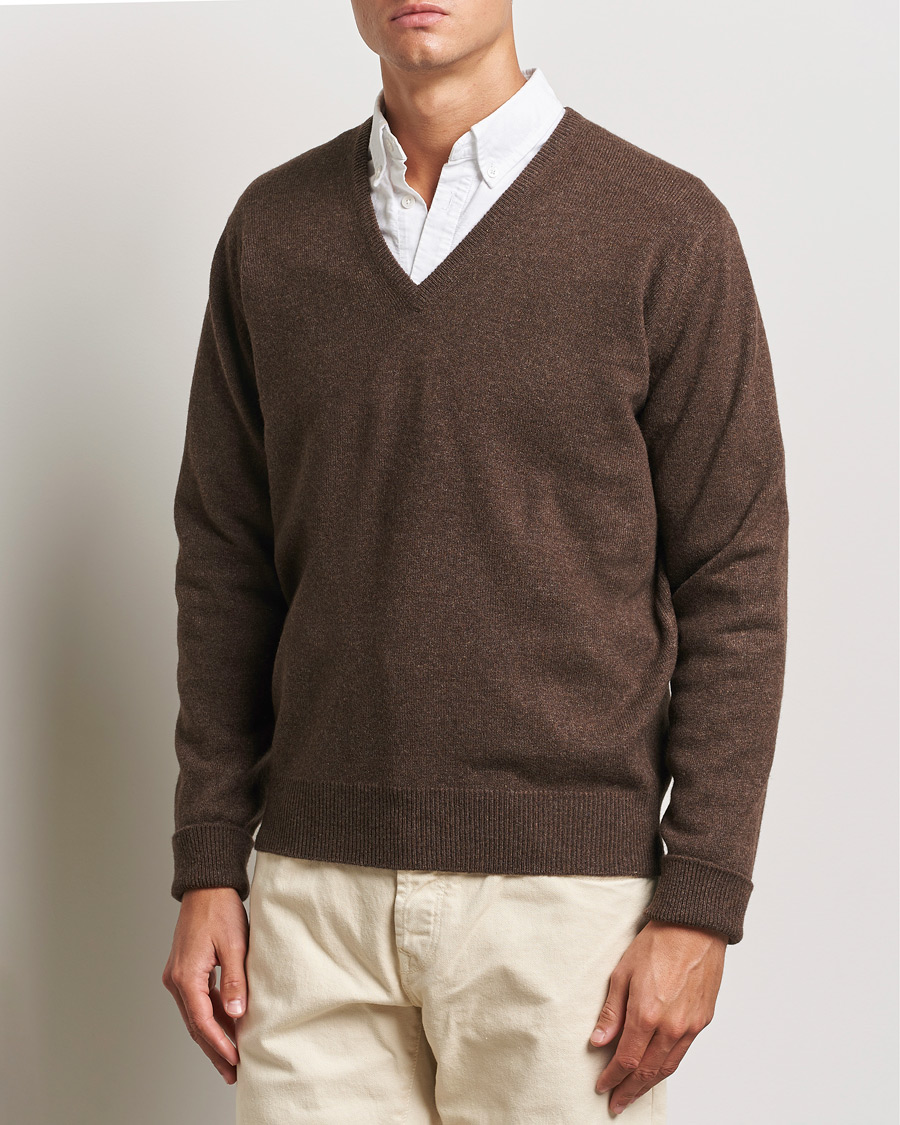 Herren | William Lockie | William Lockie | Rob Lambswool V-Neck Mocha