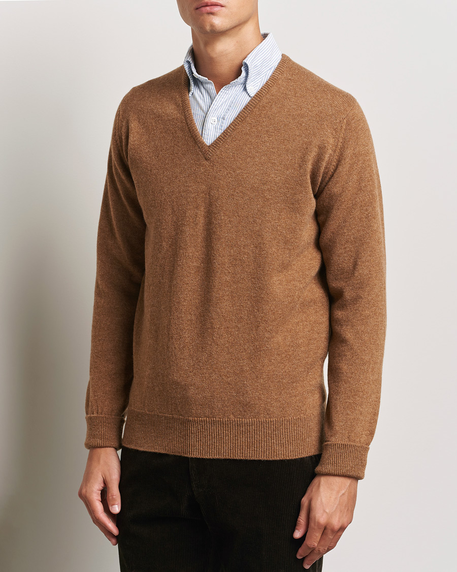 Herren | William Lockie | William Lockie | Rob Lambswool V-Neck Savannah