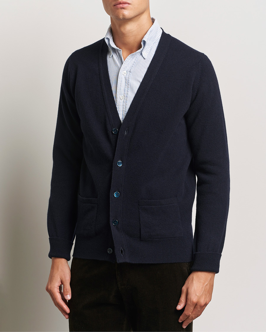 Herren | Neue Produktbilder | William Lockie | Rob Lambswool Cardigan Navy