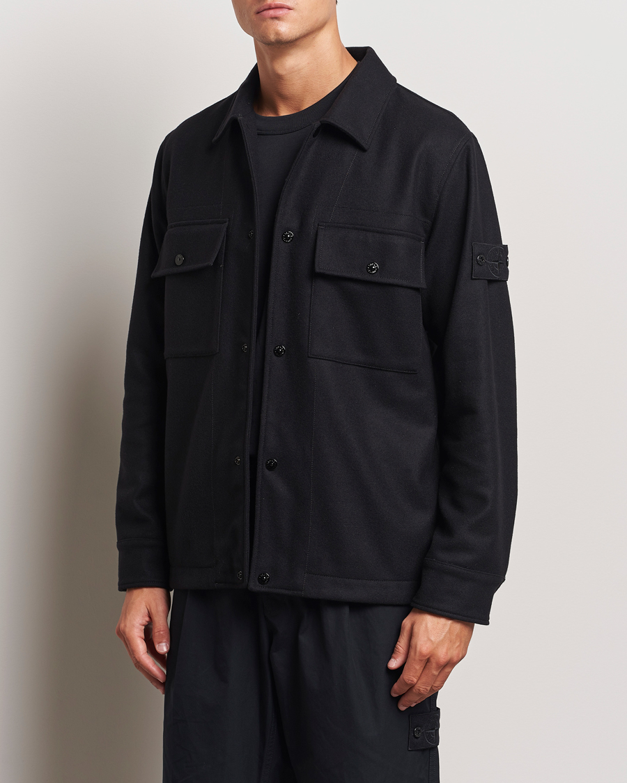 Herren | Hemdjacke | Stone Island | Ghost Wool/Nylon Flannel Overshirt Black