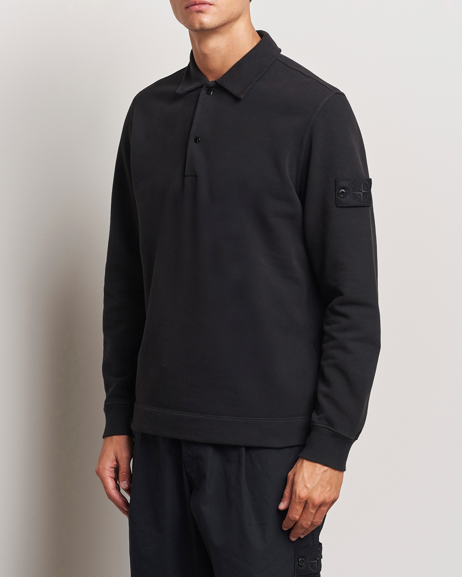 Herren |  | Stone Island | Ghost Organic Cotton Fleece Polo Sweatshirt Black