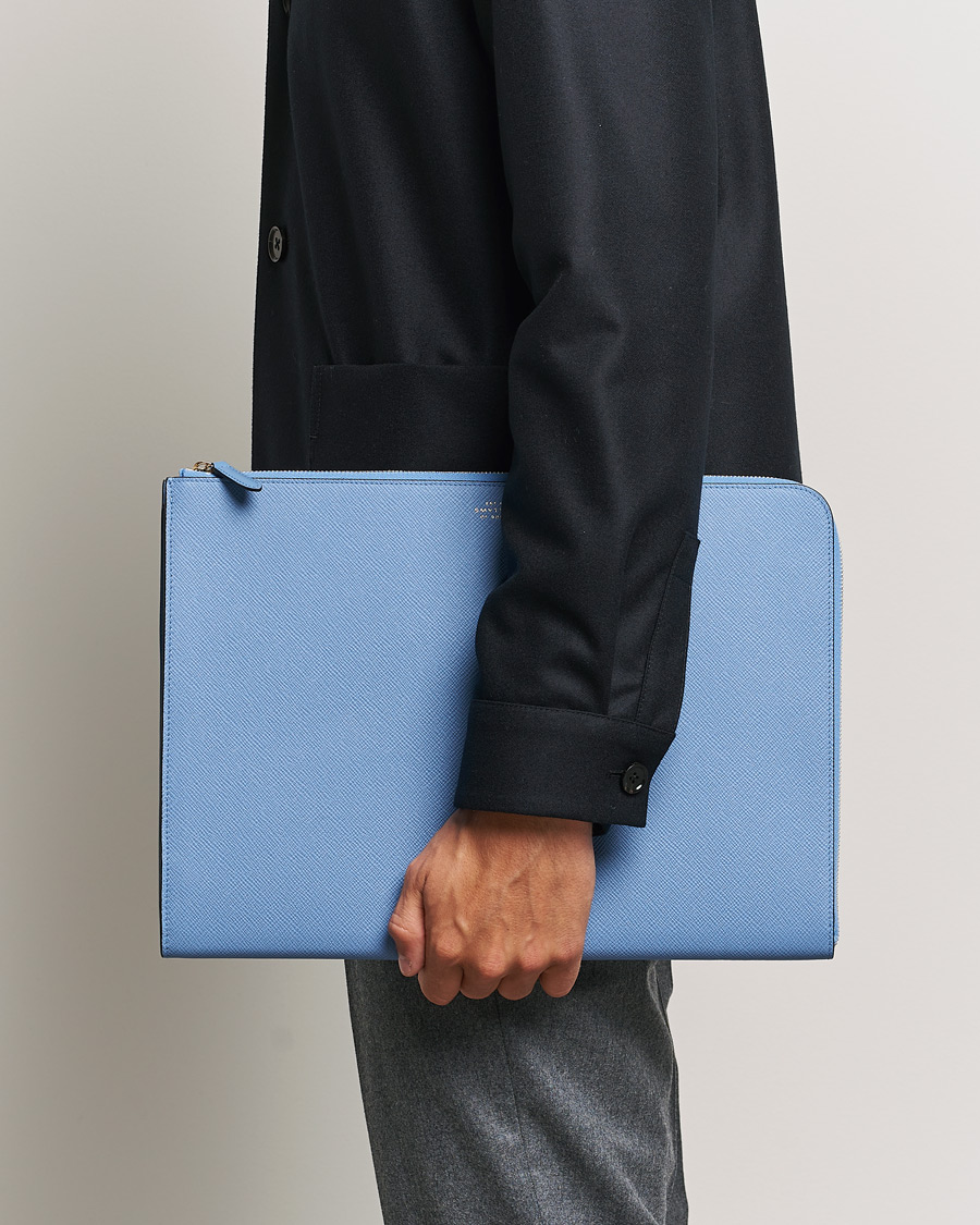 Herren |  | Smythson | Panama Large Laptop Case Nile Blue