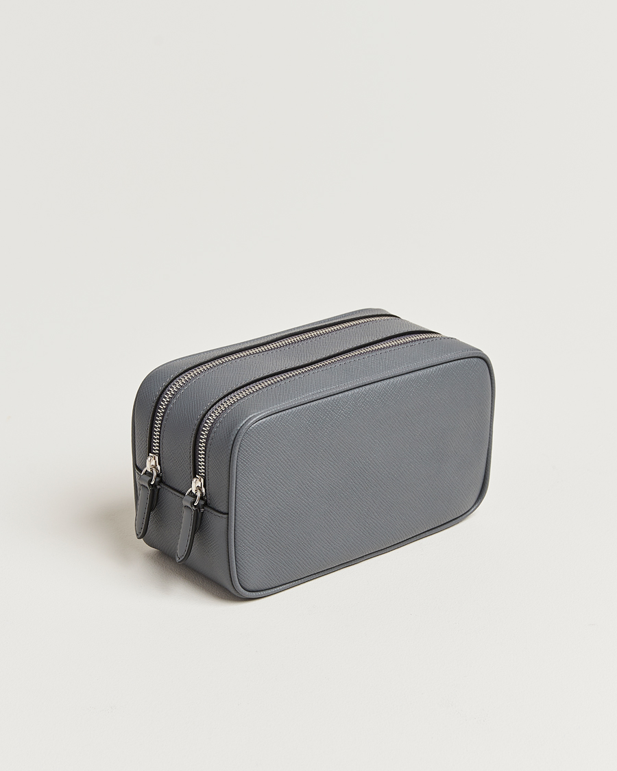 Herren |  | Smythson | Panama Double Zip Washbag Storm Grey