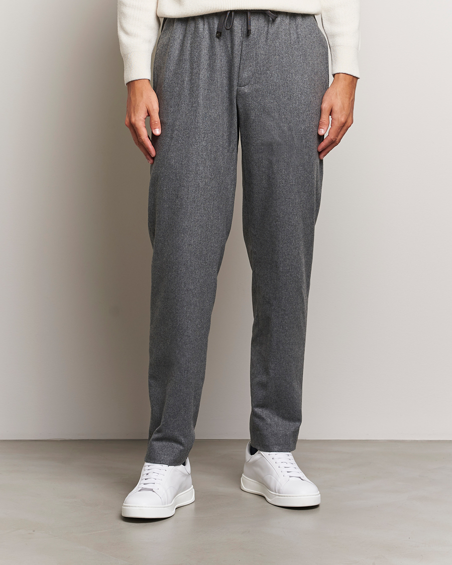 Herren | Flanellhosen | Moncler | Flannel Drawstring Pants Grey Melange