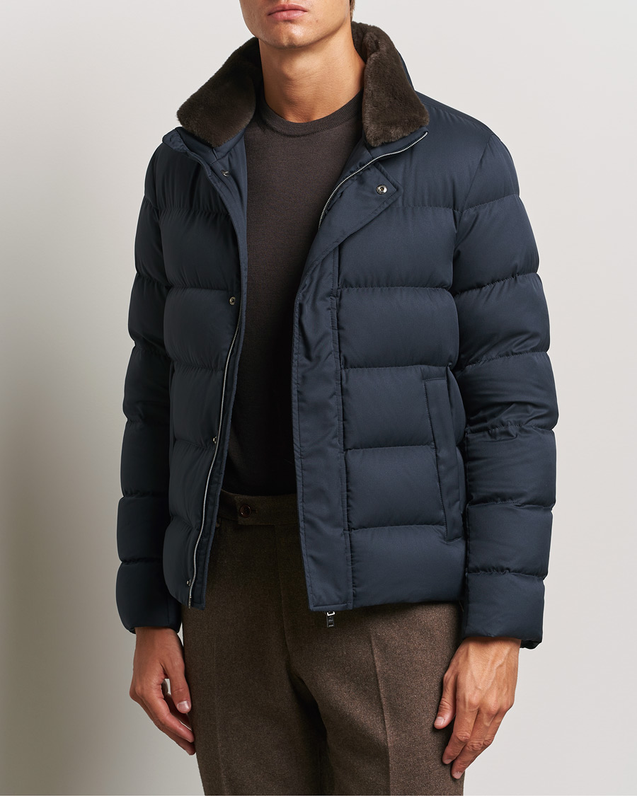 Herren |  | Herno | Faux Fur Down Jacket Navy