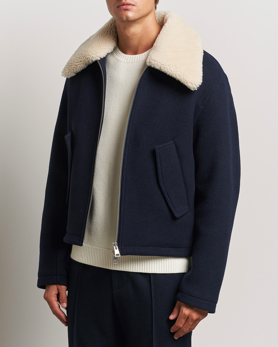 Herren |  | AMI | Wool Shearling Bomber Jacket Navy