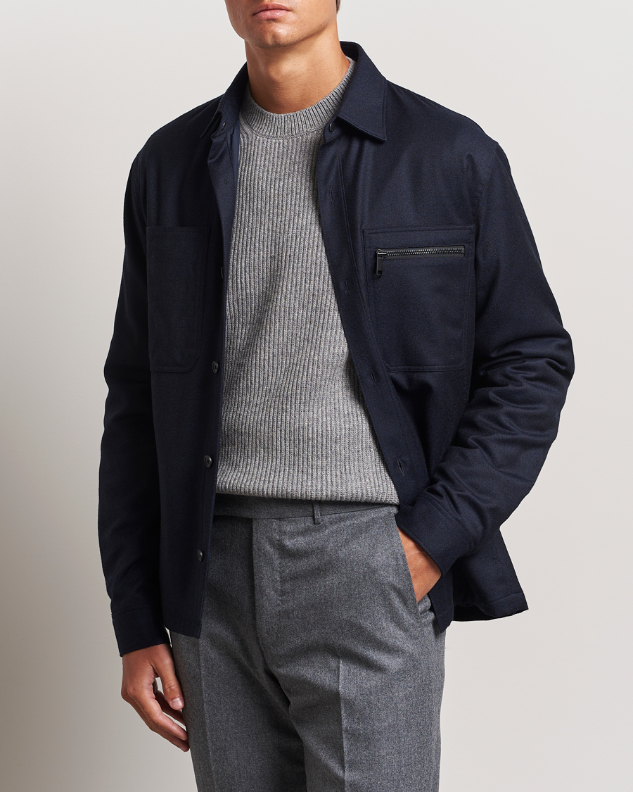 Herren | Neue Produktbilder | Zegna | Techmerino Flannel Shirt Jacket Navy
