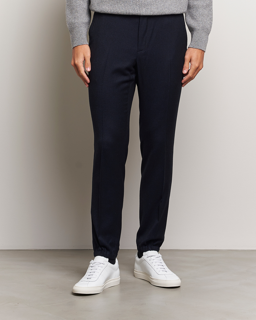 Herren |  | Zegna | Techmerino Flannel Drawstring Pants Navy