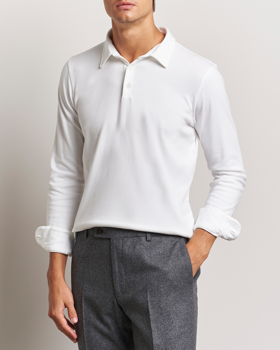 Herren | Poloshirts | Zanone | Heavy Jersey Long Sleeve Polo White