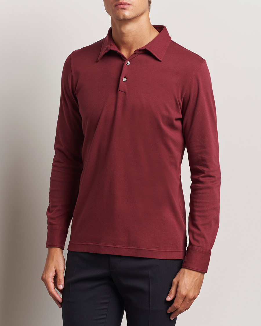 Herren | Poloshirts | Zanone | Heavy Jersey Long Sleeve Polo Bordeaux