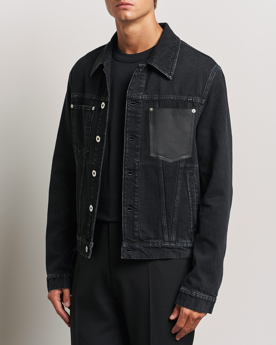 Herren |  | Lanvin | Leather Pocket Denim Jacket Black