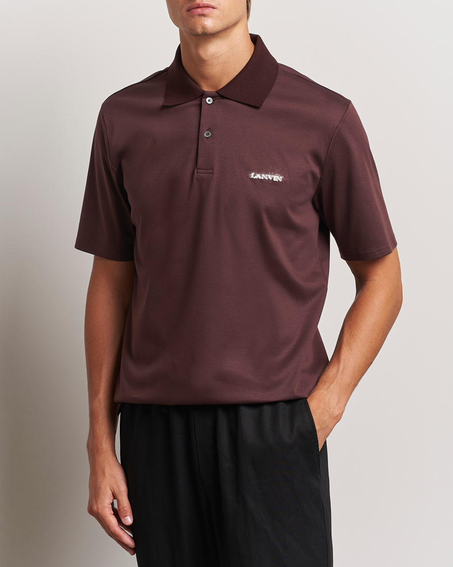 Herren | Poloshirts | Lanvin | Mohair Logo Short Sleeve Polo Burgundy