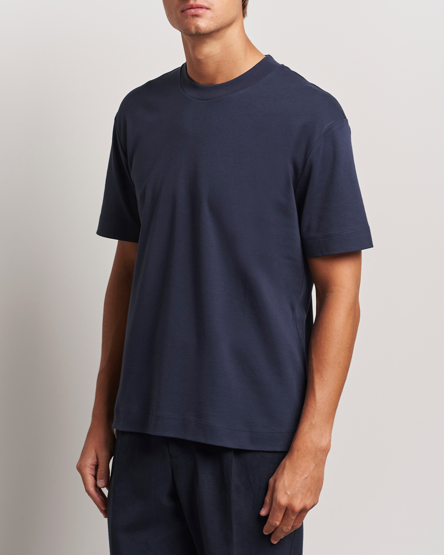 Herren |  | Sunspel | Heavyweight Mock Neck T-Shirt Navy