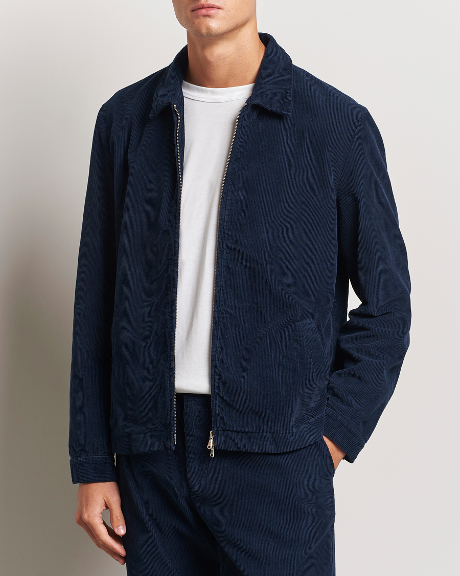 Herren | Dufflecoats | Sunspel | Corduroy Harrington Jacket Navy