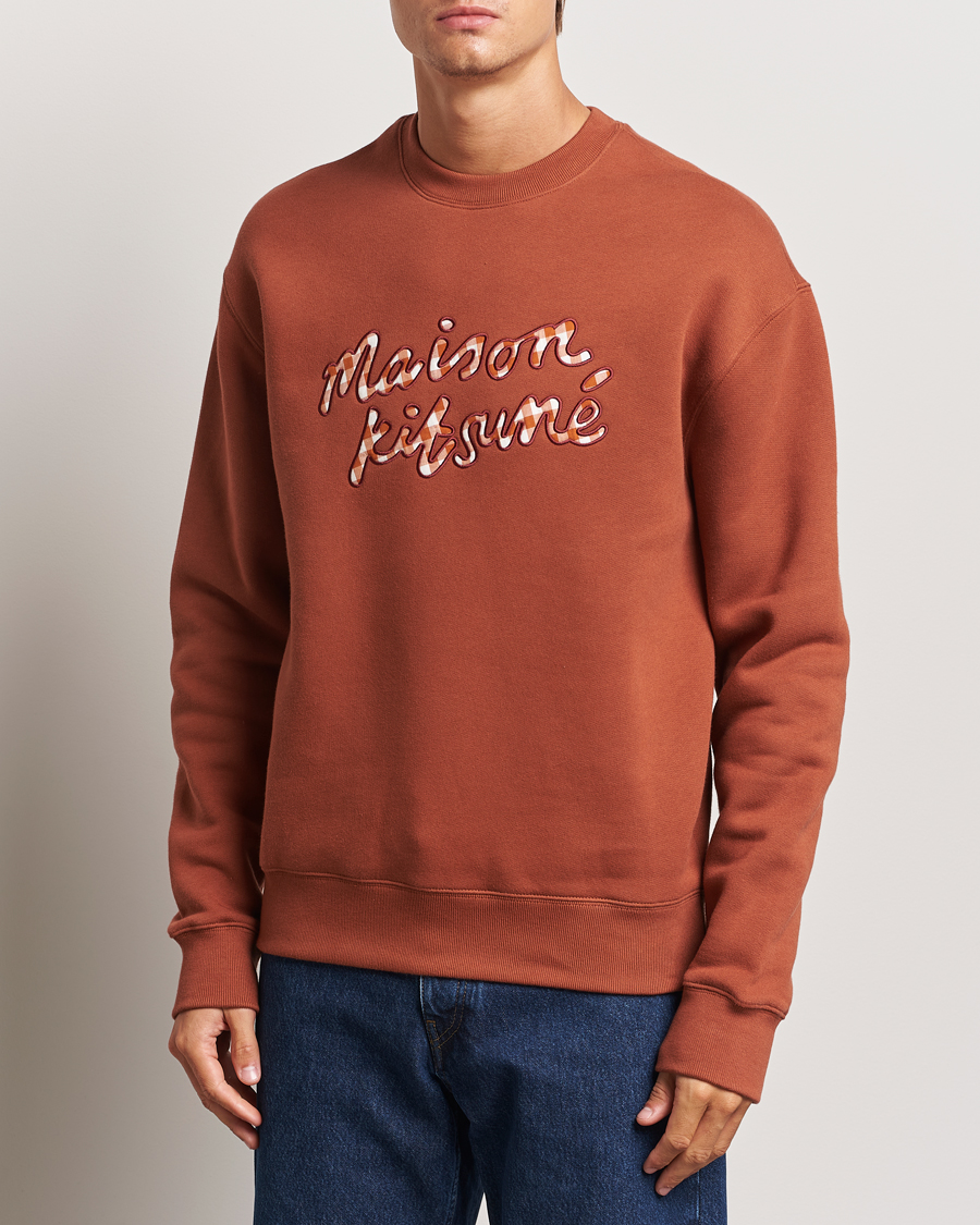 Herren | Sweatshirts | Maison Kitsuné | Gingham Handwriting Sweatshirt Pecan