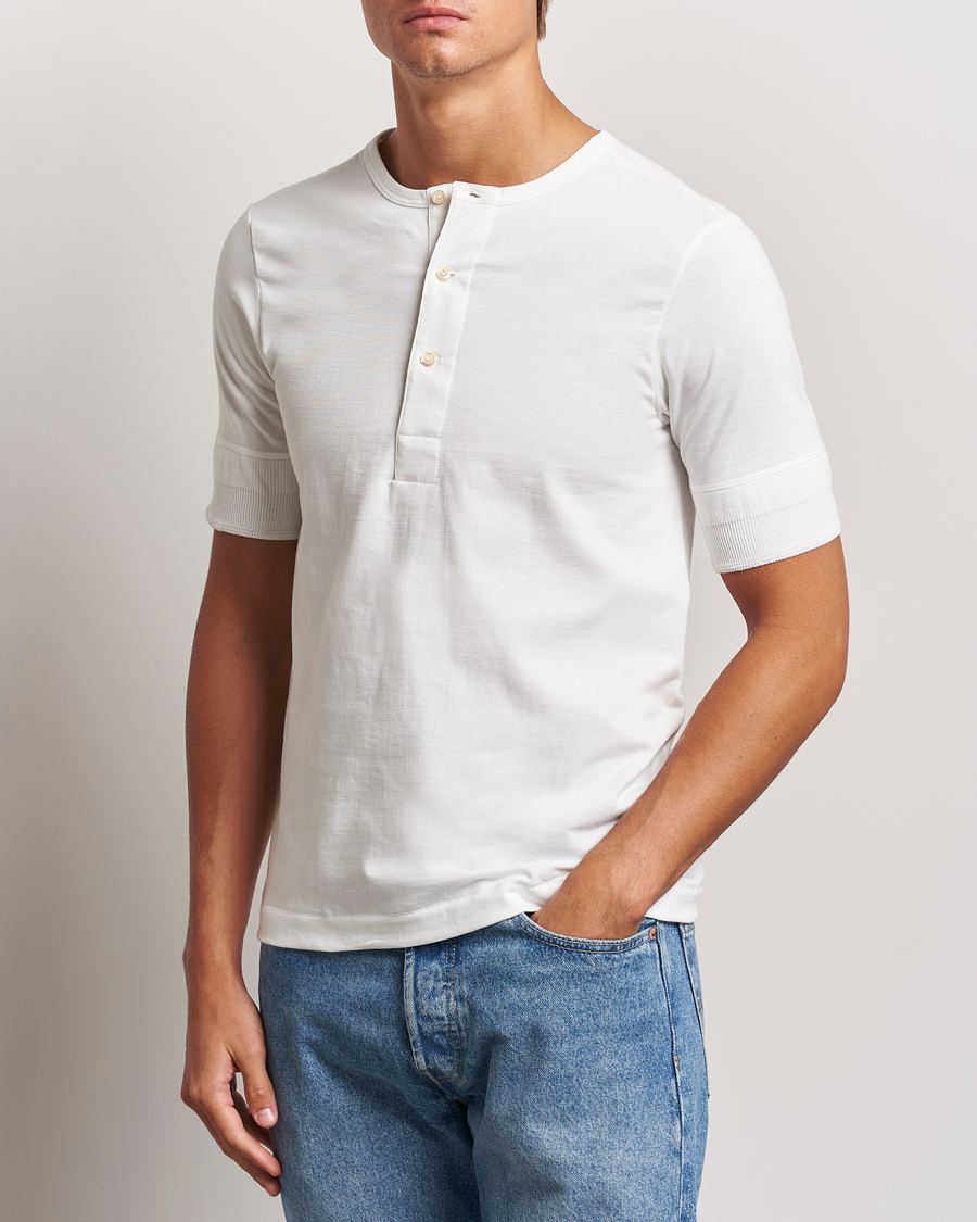 Herren | Contemporary Creators | Merz b. Schwanen | Short Sleeve Organic Cotton Henley White