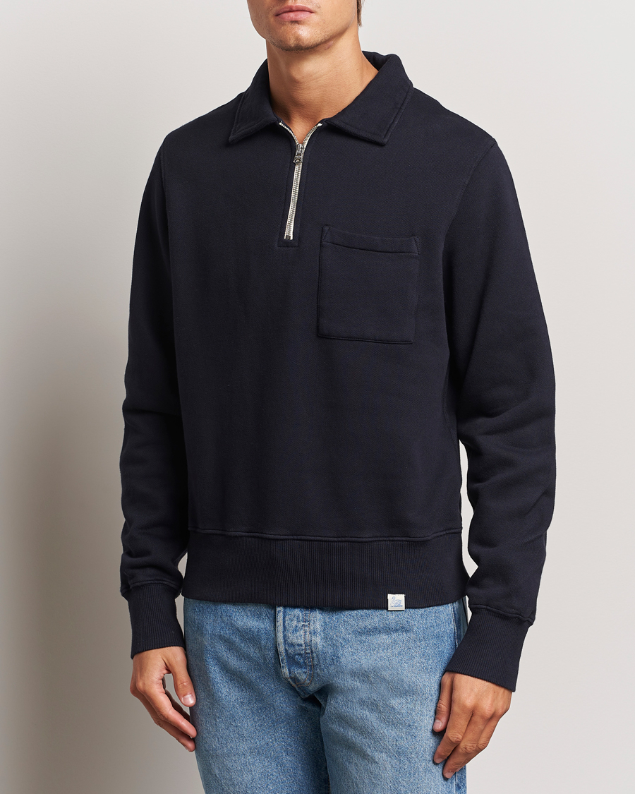 Herren | Contemporary Creators | Merz b. Schwanen | Vintage Fleece Half Zip Sweatshirt Dark Navy