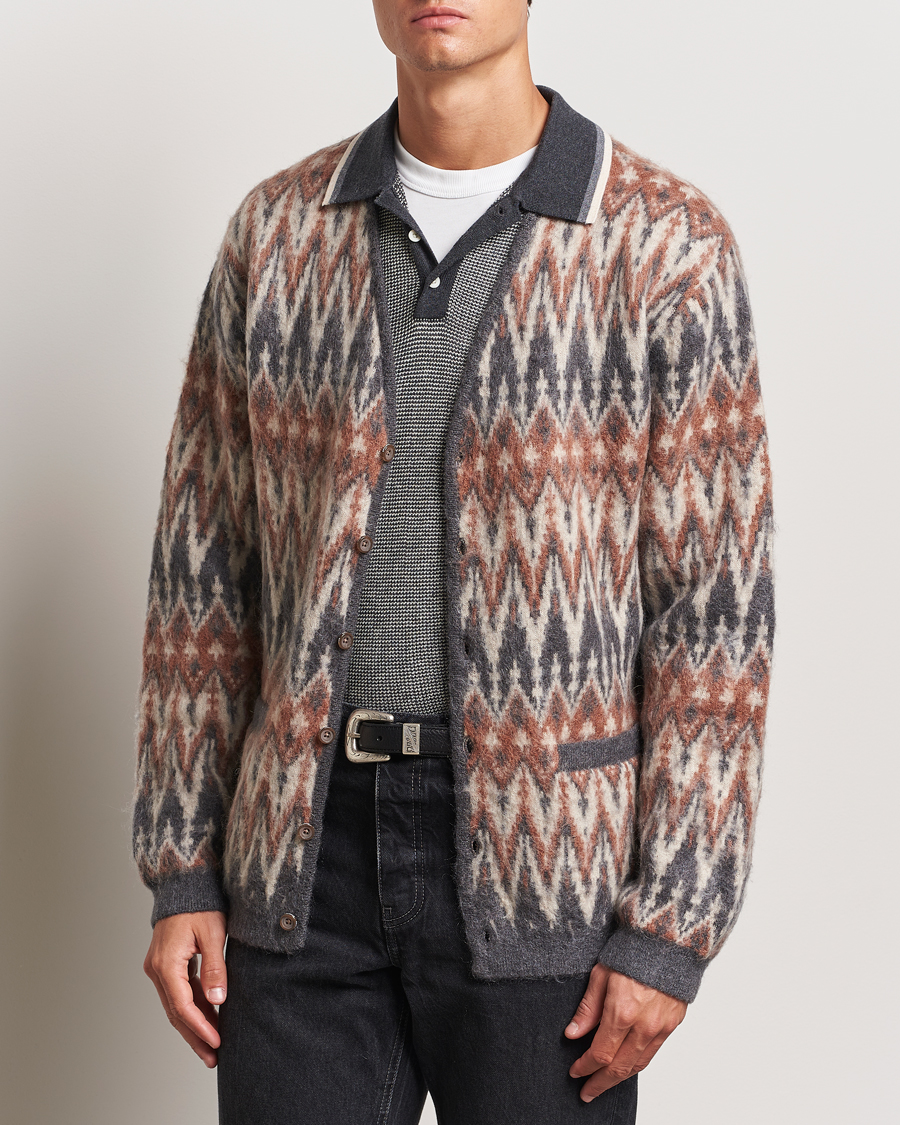 Herren |  | BEAMS PLUS | Chevron Jacquard Cardigan Grey