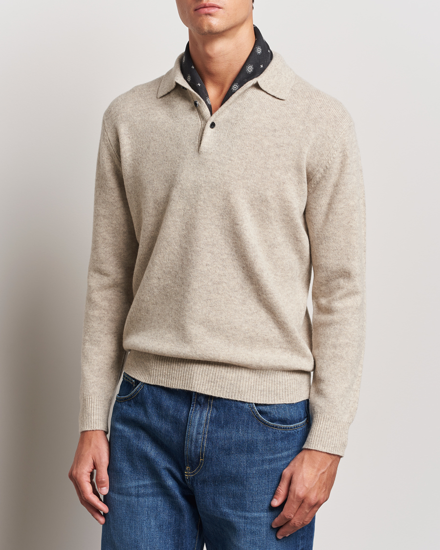 Herren |  | BEAMS PLUS | Long Sleeve Knitted Polo Beige