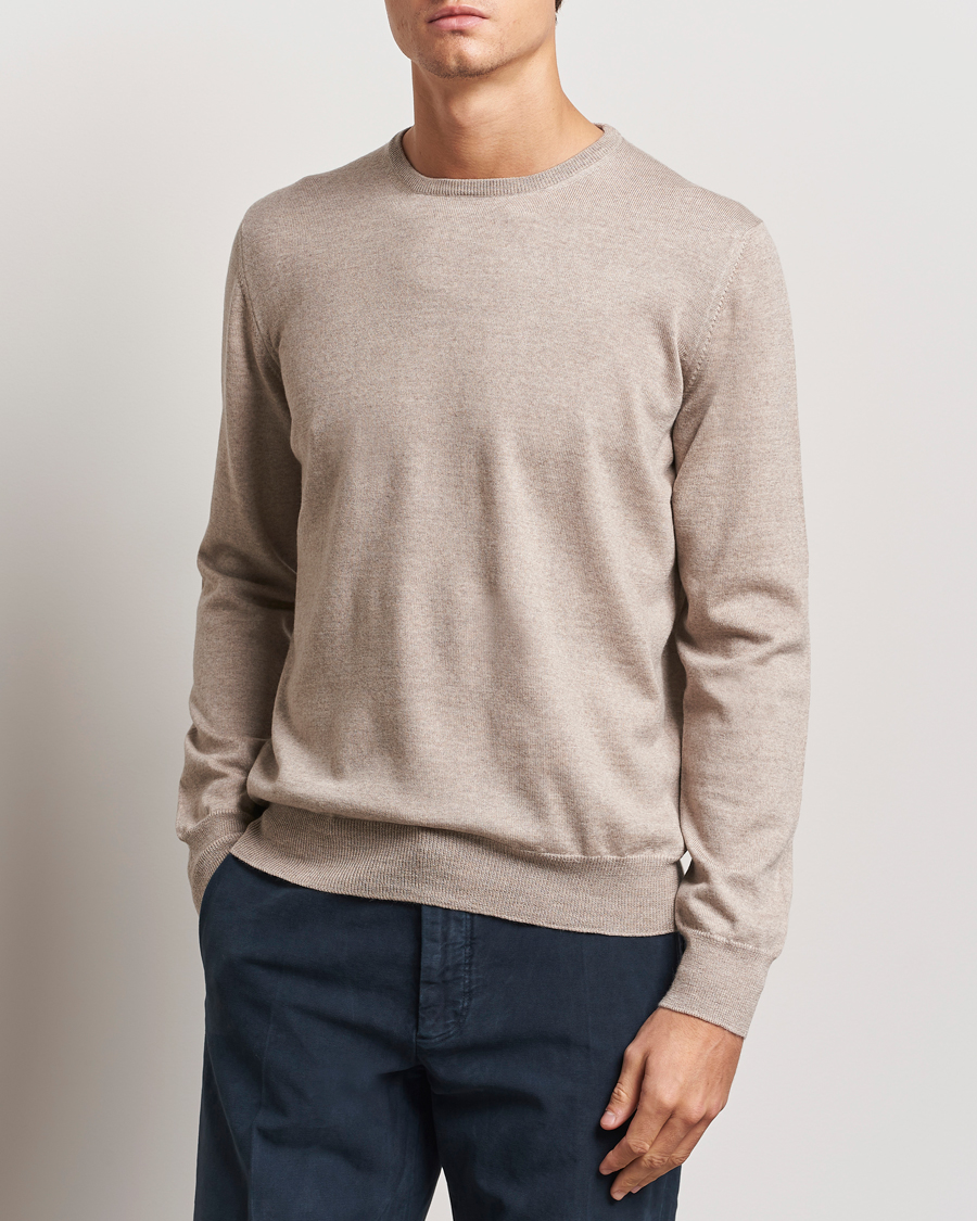 Herren |  | Gran Sasso | Merino Fashion Fit Crew Neck Pullover Light Beige