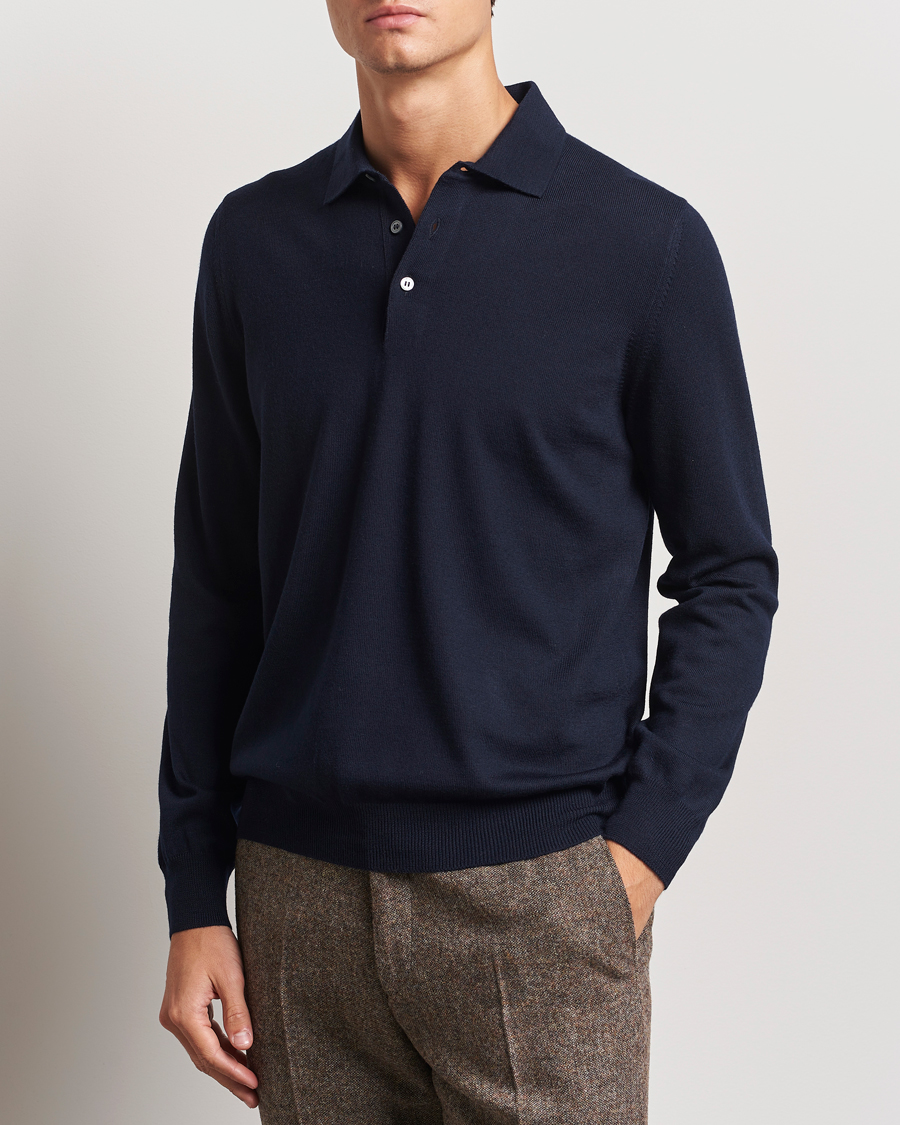 Herren |  | Gran Sasso | Merino Fashion Fit Polo Navy