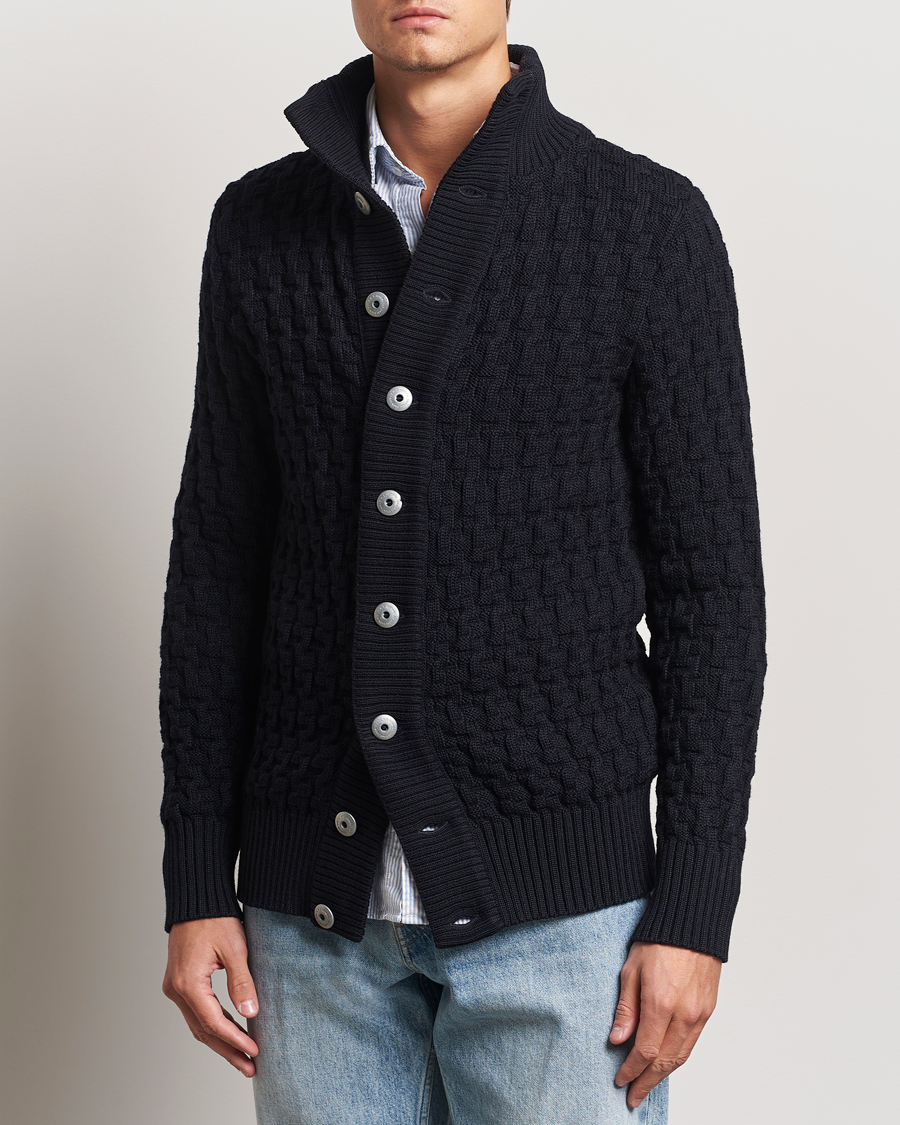 Herren |  | S.N.S. Herning | Stark Wool Cable Knit Cardigan Navy Blue