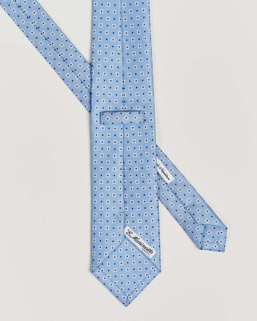 Herren |  | E. Marinella | 3-Fold Printed Silk Tie Light Blue