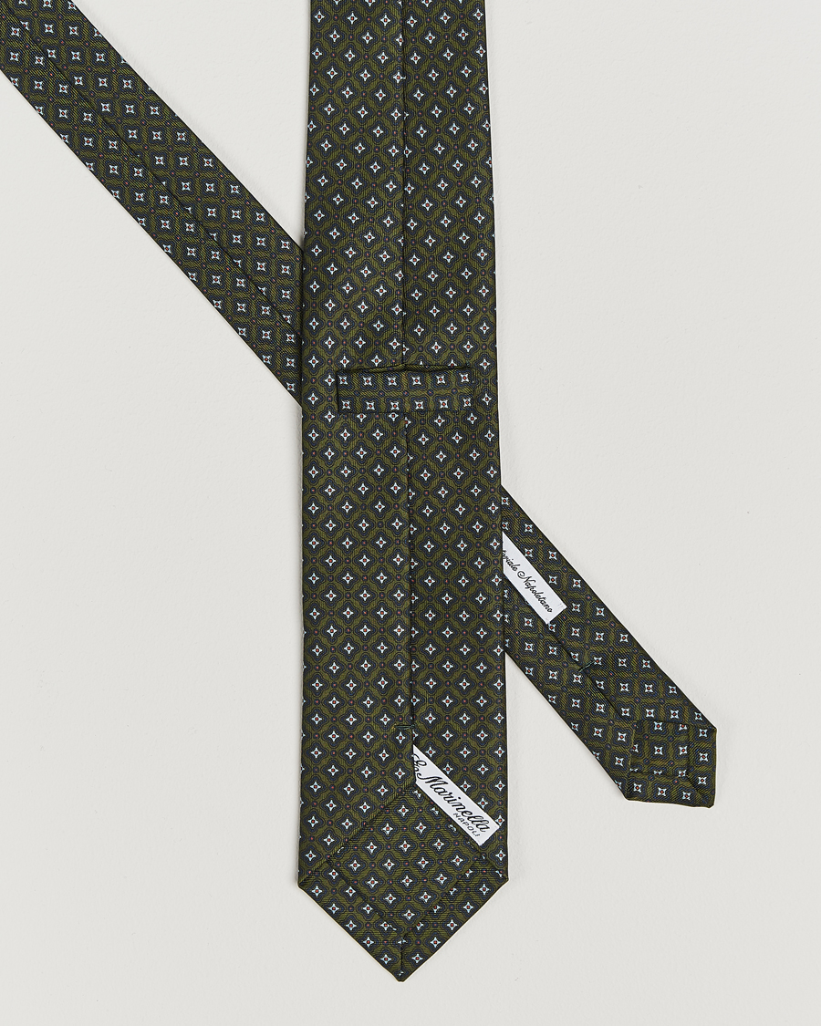 Herren |  | E. Marinella | 3-Fold Printed Silk Tie Dark Green