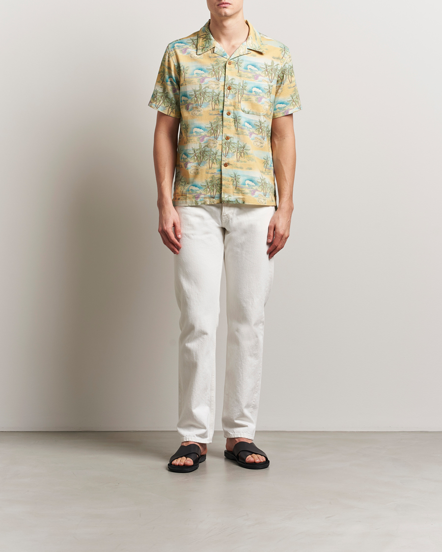 Herren | Hemden | Nudie Jeans | Arvid Printed Short Sleeve Shirt Mustard