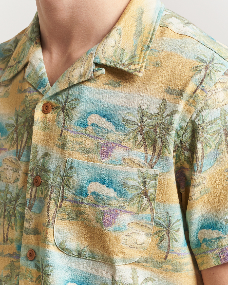 Herren | Hemden | Nudie Jeans | Arvid Printed Short Sleeve Shirt Mustard