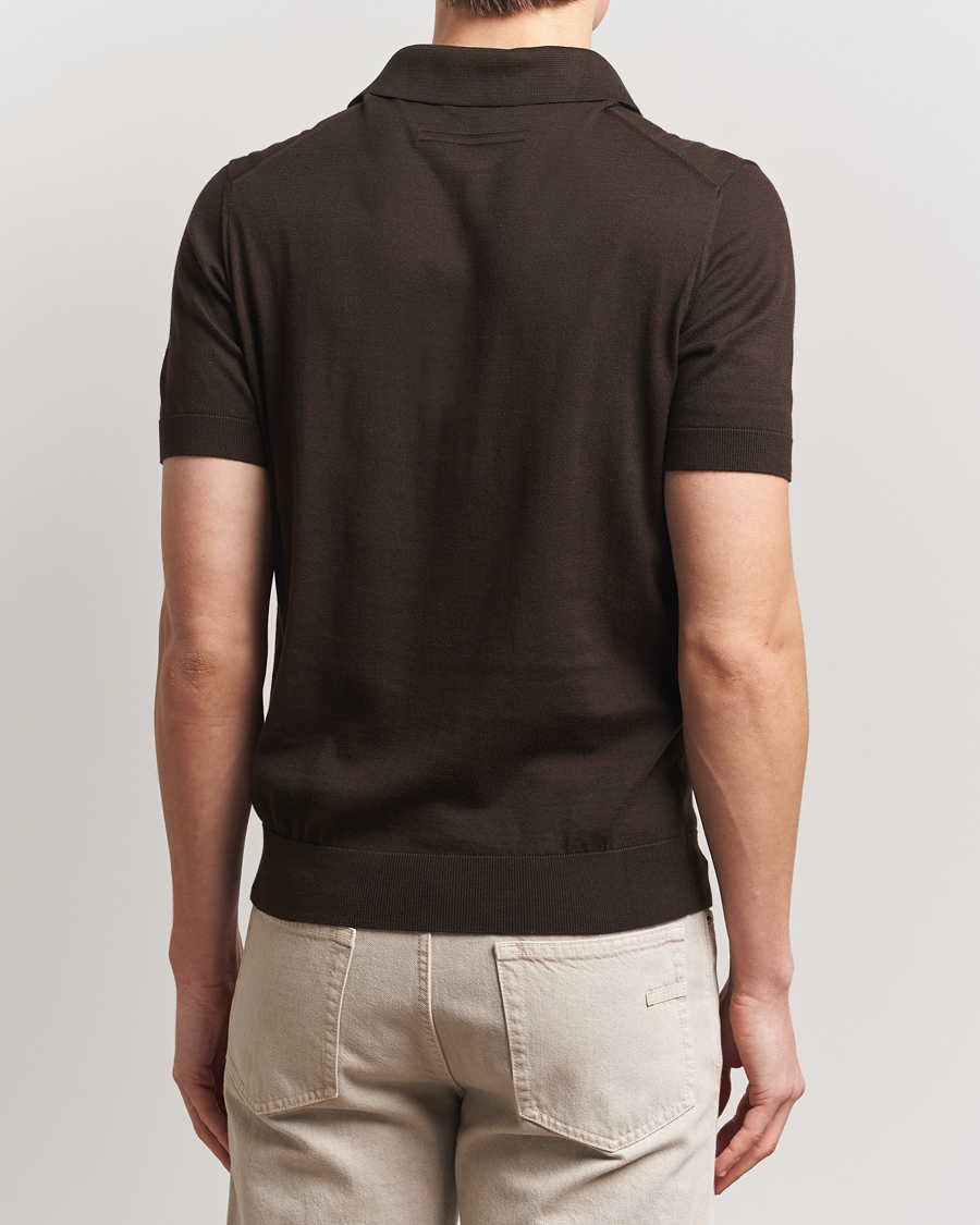 Herren | Pullover | Zegna | Premium Cotton Knitted Polo Brown