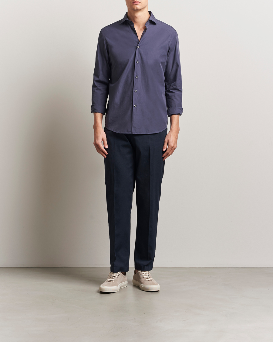 Herren | Hemden | Altea | Washed Poplin Sport Shirt Dark Blue