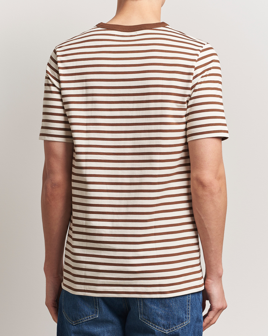 Herren | T-Shirts | Merz b. Schwanen | Relaxed Fit Striped Sturdy T-Shirt Nut/Nature