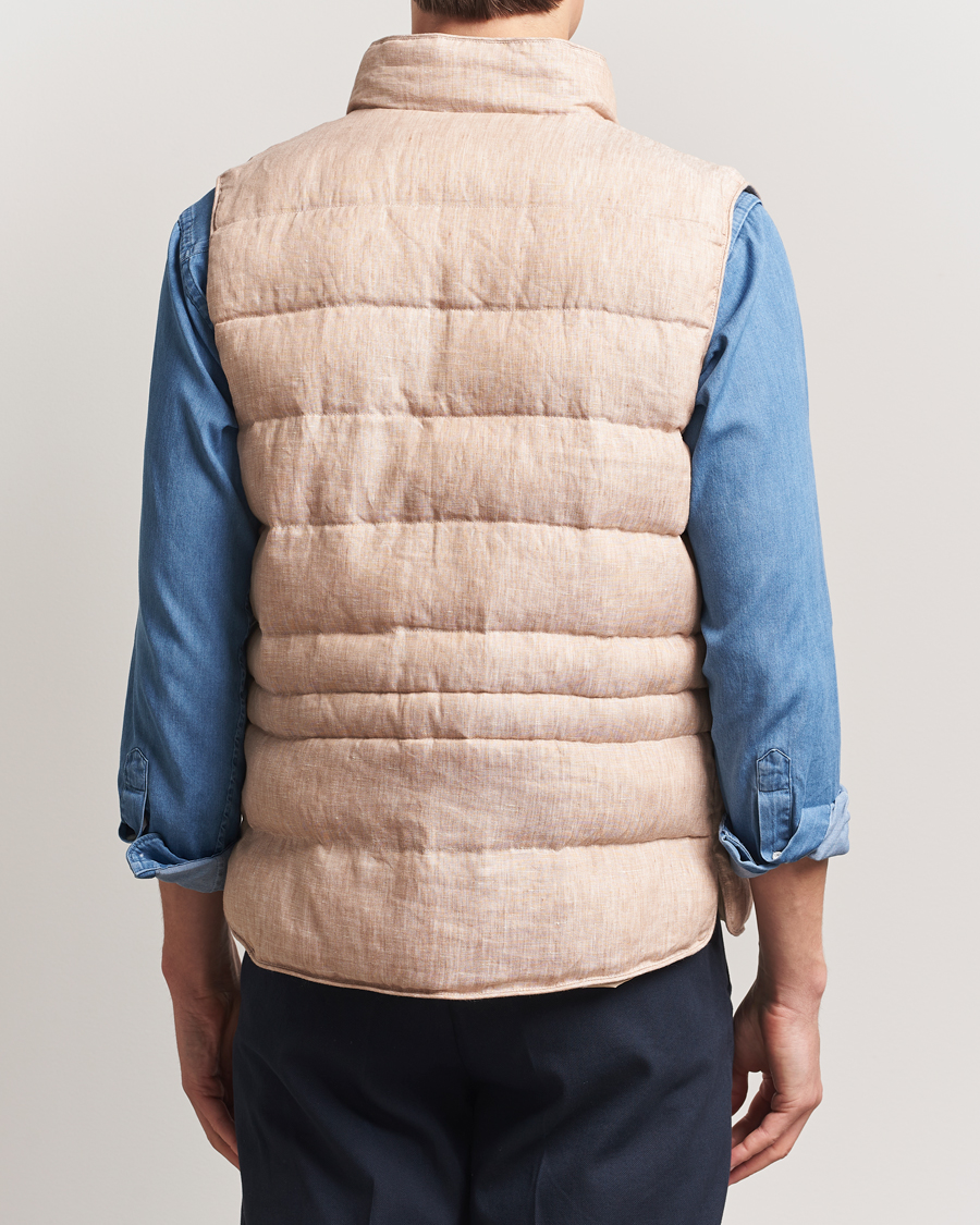 Herren | Jacken | Stenströms | Linen Padded Button Vest Beige