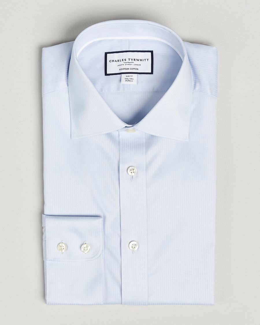Herren | Hemden | Charles Tyrwhitt | Egyptian Cotton Weave Stripe Shirt Ice Blue